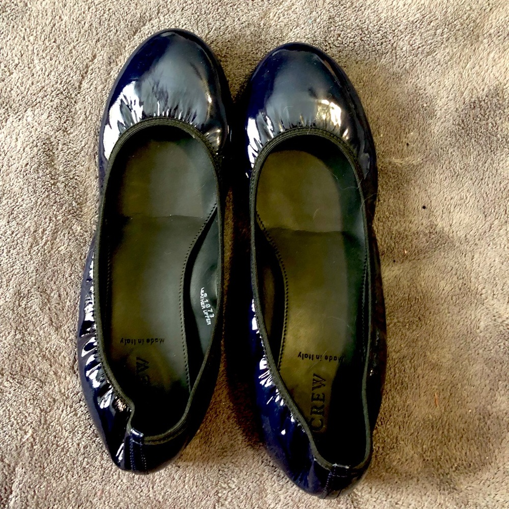 NWOT J. Crew navy patent leather flats, 9